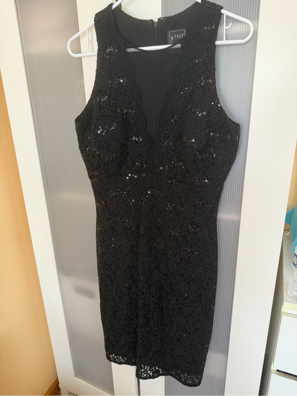 Night Way Collections Black Sequin Lace Midi Dress